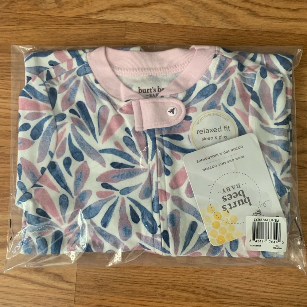 NWT Burt’s Bees Baby lilac mist sleep and play size 0-3 months